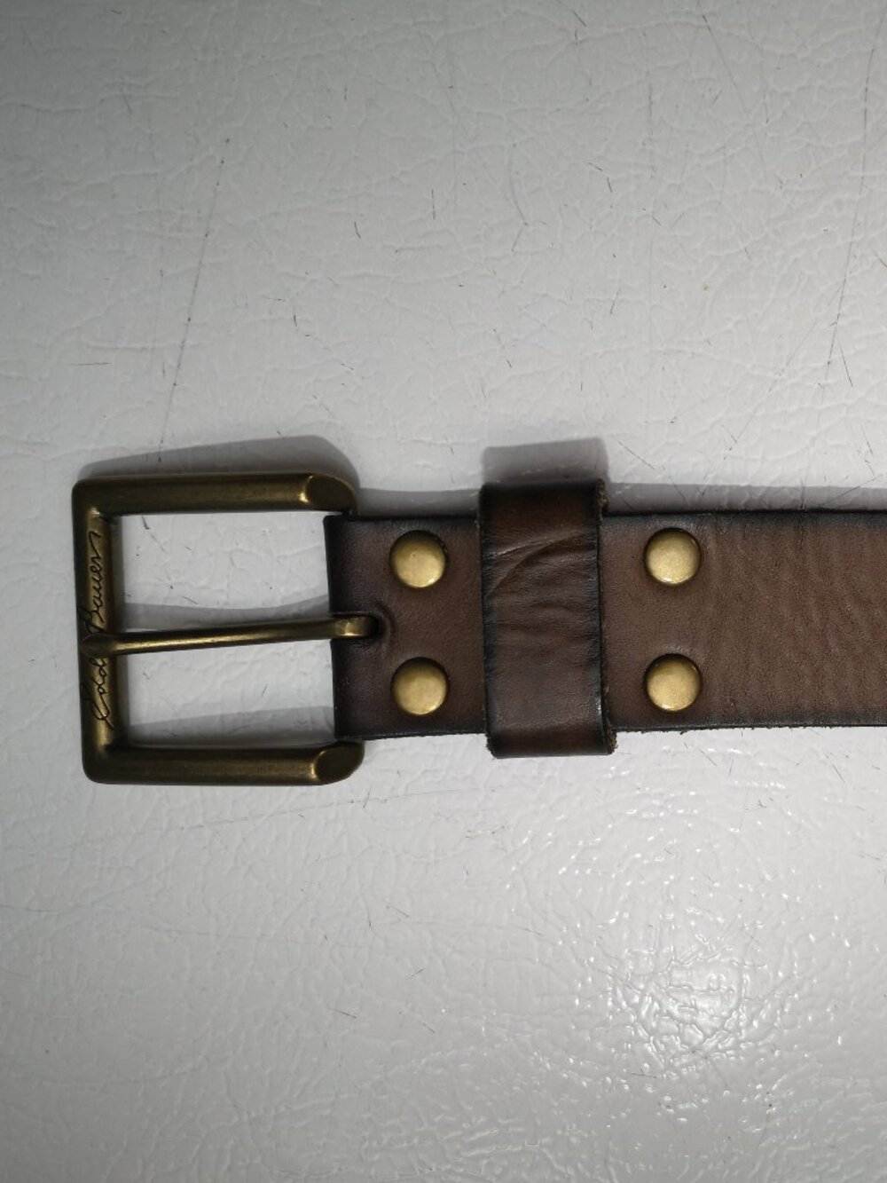 Eddie Bauer Dark Brown Men's Size 34 Genuine Leather Belt w/ Brass Buckle